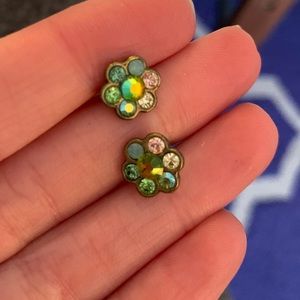 Michal Negrin Swarovski rainbow small stud earring